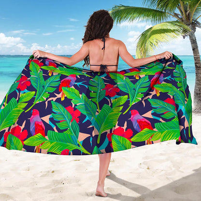 Parrot Banana Leaf Hawaii Pattern Print Beach Sarong Wrap