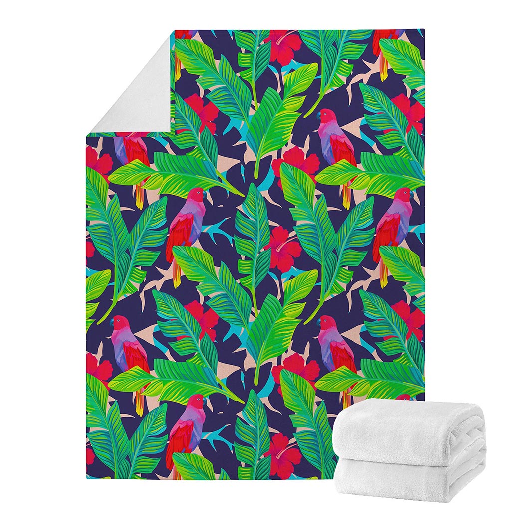 Parrot Banana Leaf Hawaii Pattern Print Blanket