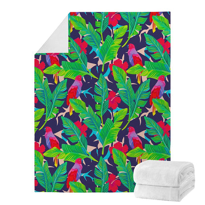 Parrot Banana Leaf Hawaii Pattern Print Blanket