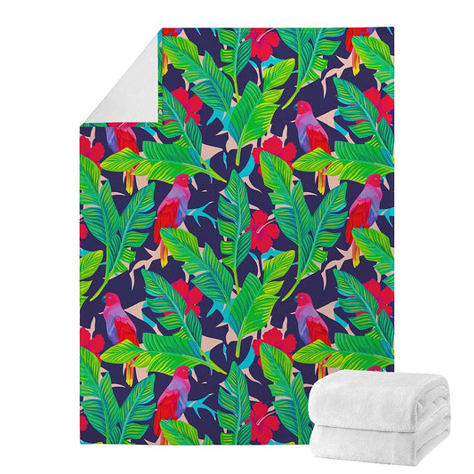 Parrot Banana Leaf Hawaii Pattern Print Blanket