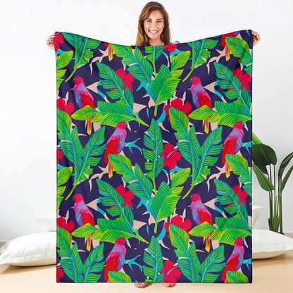 Parrot Banana Leaf Hawaii Pattern Print Blanket