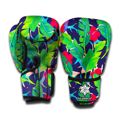 Parrot Banana Leaf Hawaii Pattern Print Boxing Gloves