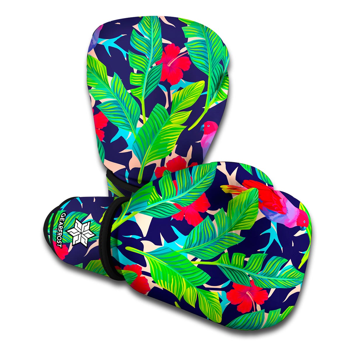Parrot Banana Leaf Hawaii Pattern Print Boxing Gloves