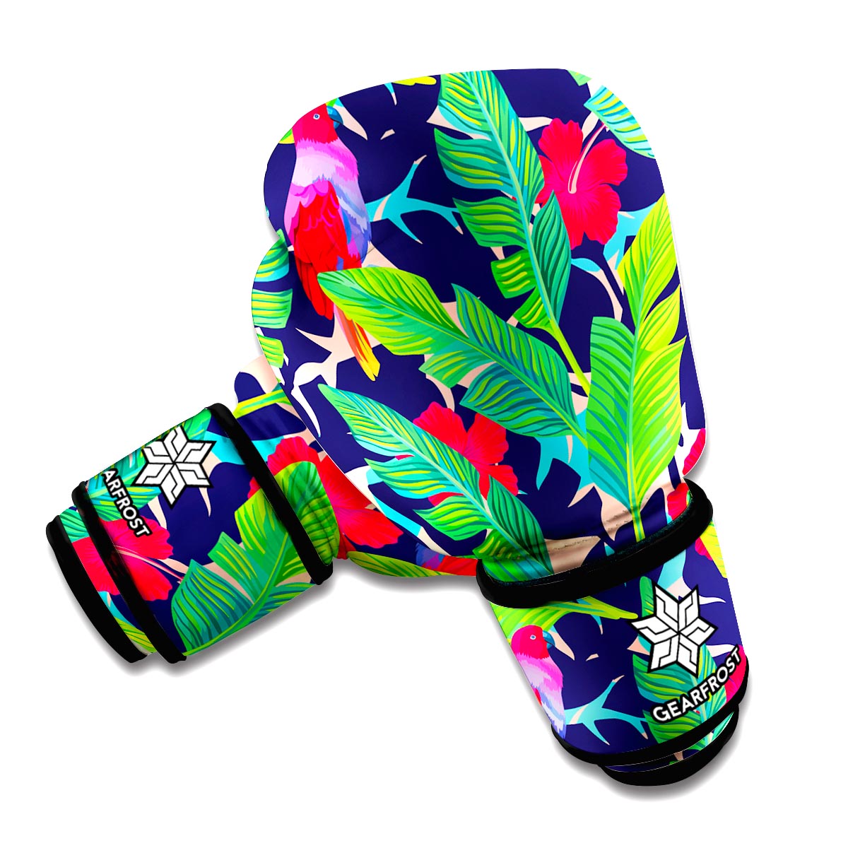 Parrot Banana Leaf Hawaii Pattern Print Boxing Gloves