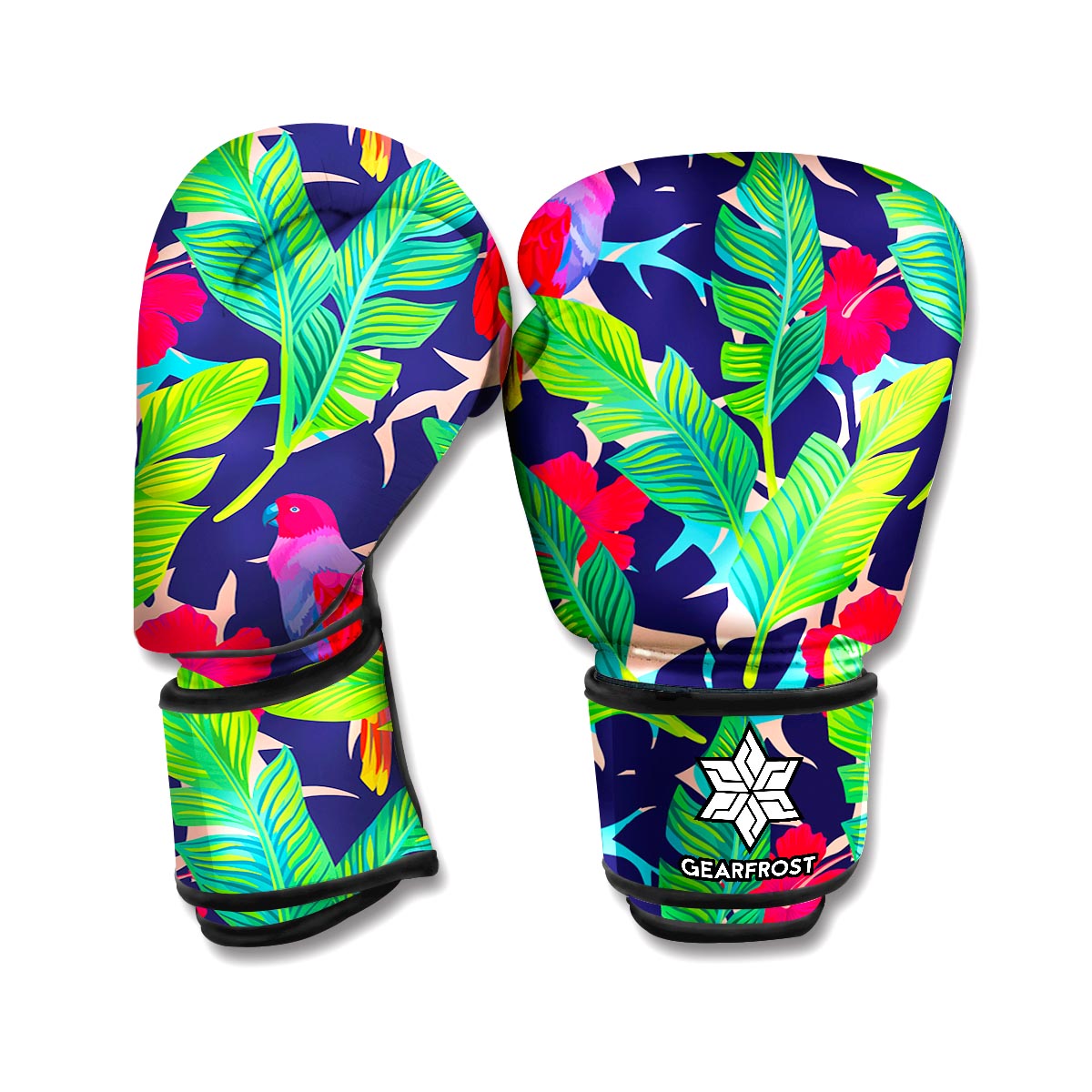 Parrot Banana Leaf Hawaii Pattern Print Boxing Gloves