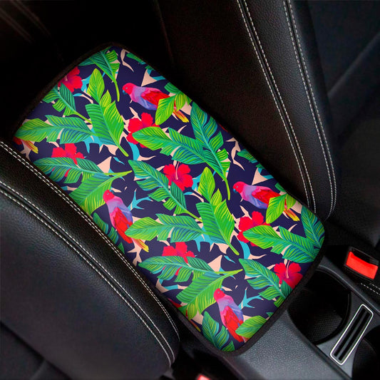 Parrot Banana Leaf Hawaii Pattern Print Car Center Console Cover