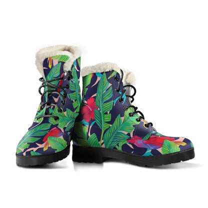 Parrot Banana Leaf Hawaii Pattern Print Comfy Boots GearFrost