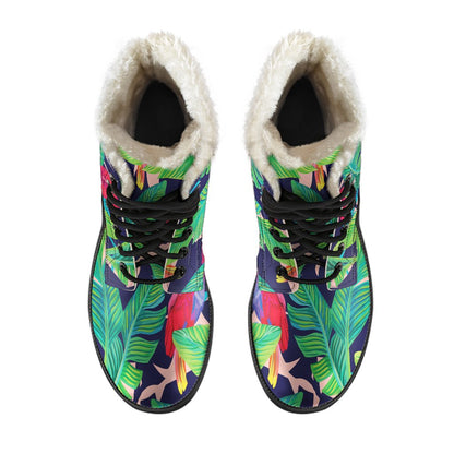 Parrot Banana Leaf Hawaii Pattern Print Comfy Boots GearFrost