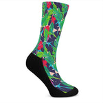 Parrot Banana Leaf Hawaii Pattern Print Crew Socks