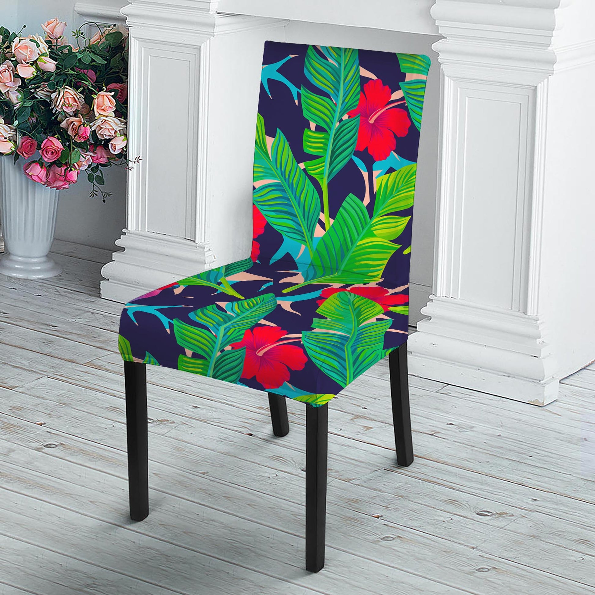 Parrot Banana Leaf Hawaii Pattern Print Dining Chair Slipcover