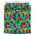 Parrot Banana Leaf Hawaii Pattern Print Duvet Cover Bedding Set