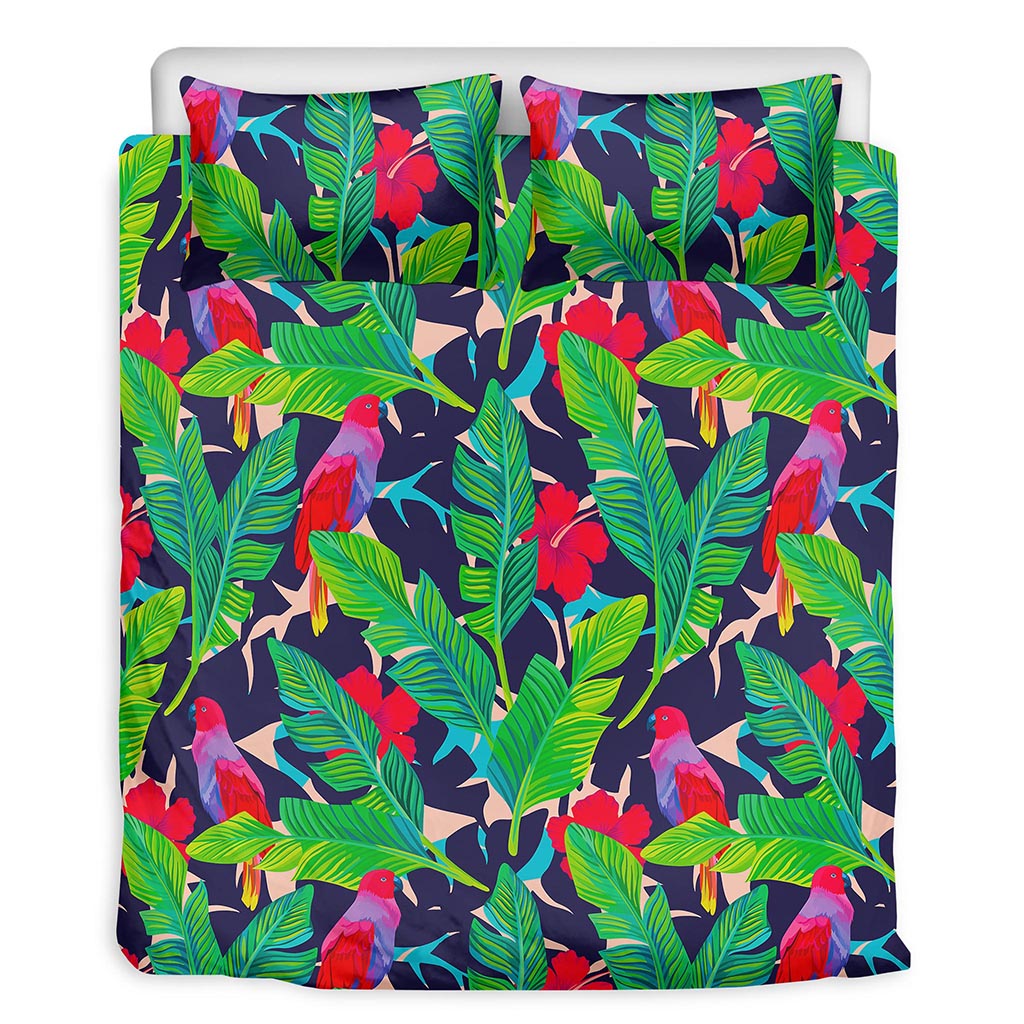 Parrot Banana Leaf Hawaii Pattern Print Duvet Cover Bedding Set
