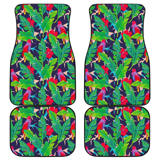 Parrot Banana Leaf Hawaii Pattern Print Front and Back Car Floor Mats