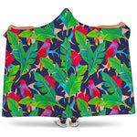 Parrot Banana Leaf Hawaii Pattern Print Hooded Blanket