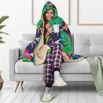 Parrot Banana Leaf Hawaii Pattern Print Hooded Blanket