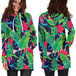 Parrot Banana Leaf Hawaii Pattern Print Hoodie Dress GearFrost