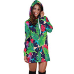 Parrot Banana Leaf Hawaii Pattern Print Hoodie Dress GearFrost