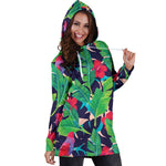 Parrot Banana Leaf Hawaii Pattern Print Hoodie Dress GearFrost