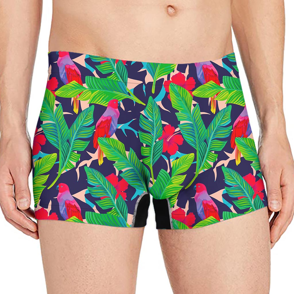 Parrot Banana Leaf Hawaii Pattern Print Men's Boxer Briefs