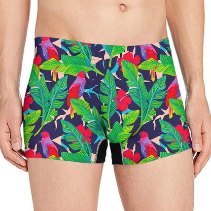 Parrot Banana Leaf Hawaii Pattern Print Men's Boxer Briefs