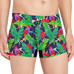 Parrot Banana Leaf Hawaii Pattern Print Men's Boxer Briefs