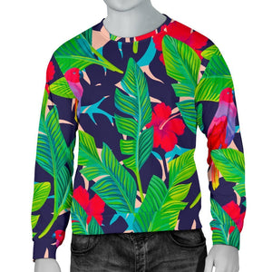 Parrot Banana Leaf Hawaii Pattern Print Men's Crewneck Sweatshirt GearFrost