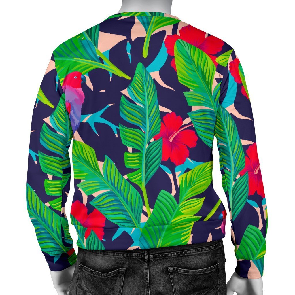 Parrot Banana Leaf Hawaii Pattern Print Men's Crewneck Sweatshirt GearFrost