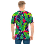 Parrot Banana Leaf Hawaii Pattern Print Men's T-Shirt