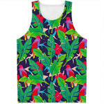 Parrot Banana Leaf Hawaii Pattern Print Men's Tank Top