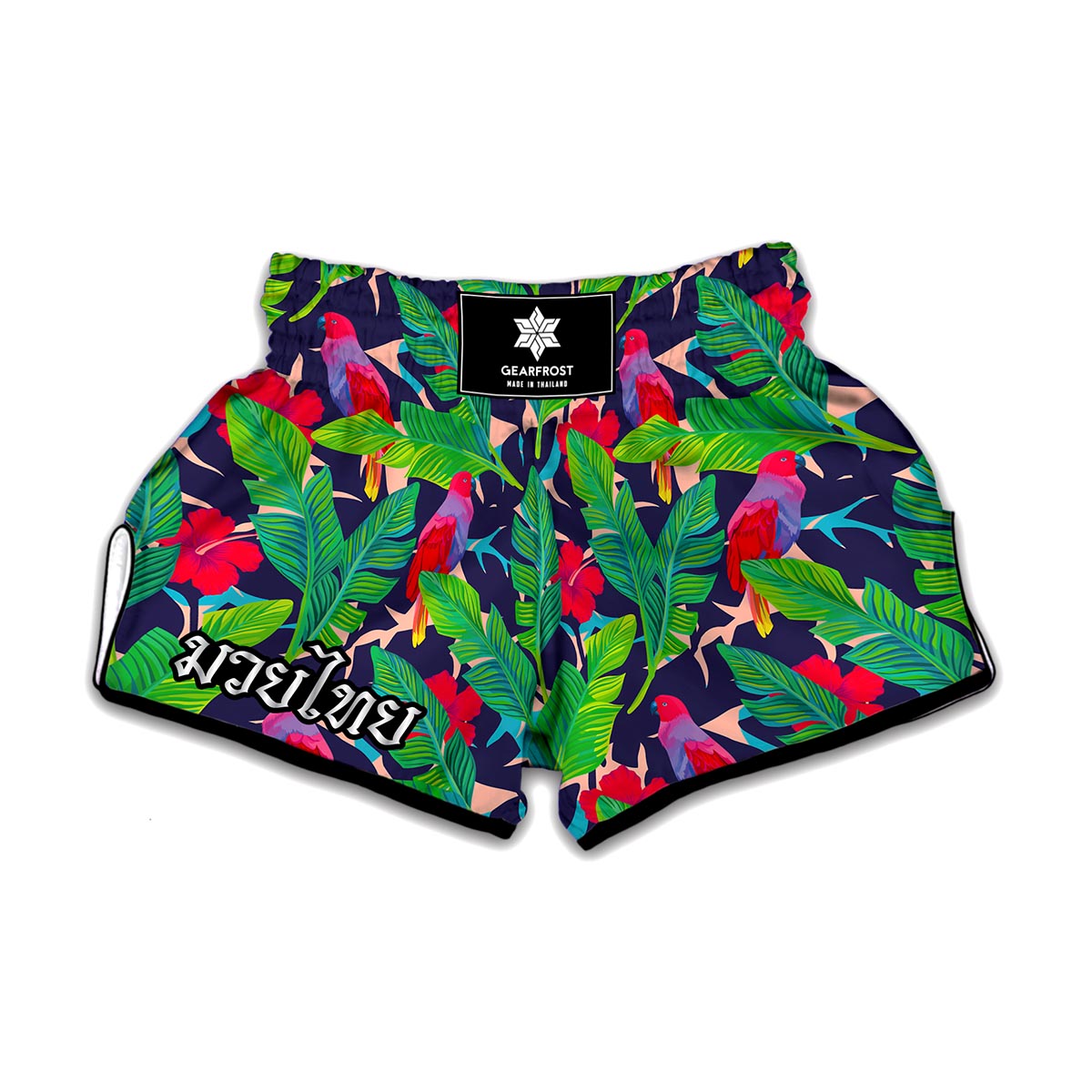 Parrot Banana Leaf Hawaii Pattern Print Muay Thai Boxing Shorts