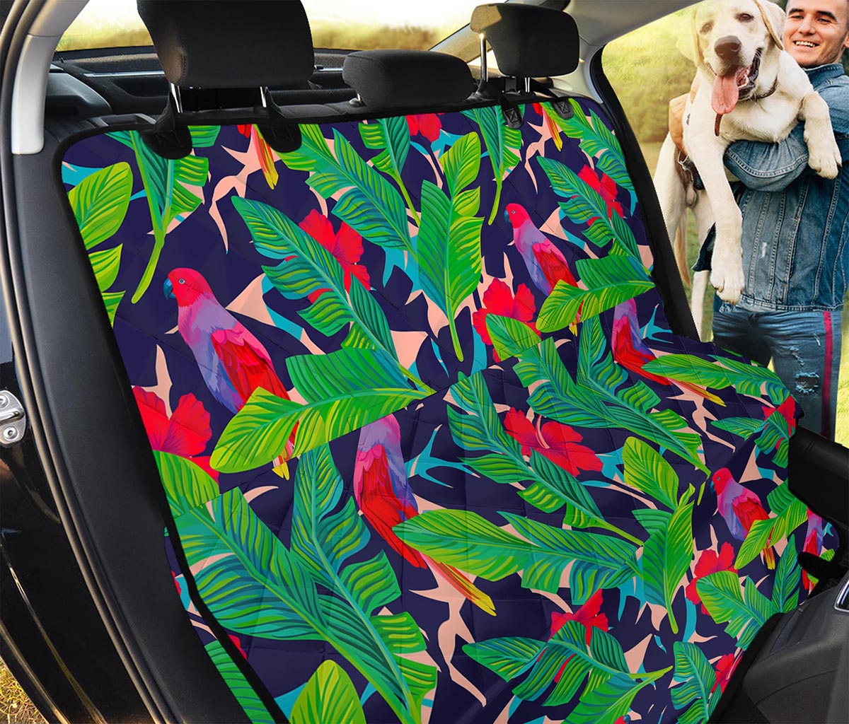 Parrot Banana Leaf Hawaii Pattern Print Pet Car Back Seat Cover