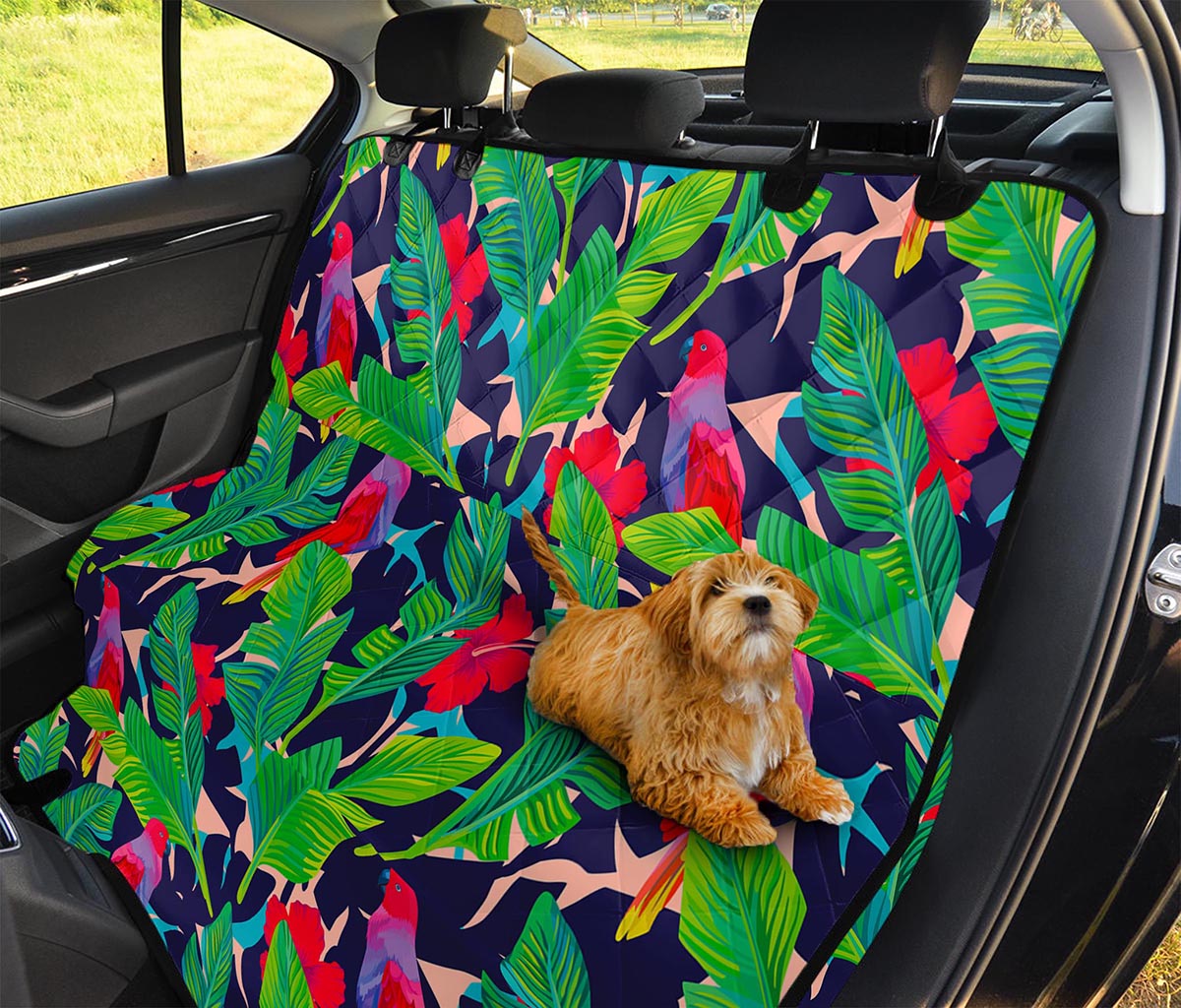 Parrot Banana Leaf Hawaii Pattern Print Pet Car Back Seat Cover