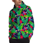 Parrot Banana Leaf Hawaii Pattern Print Pullover Hoodie