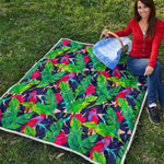Parrot Banana Leaf Hawaii Pattern Print Quilt