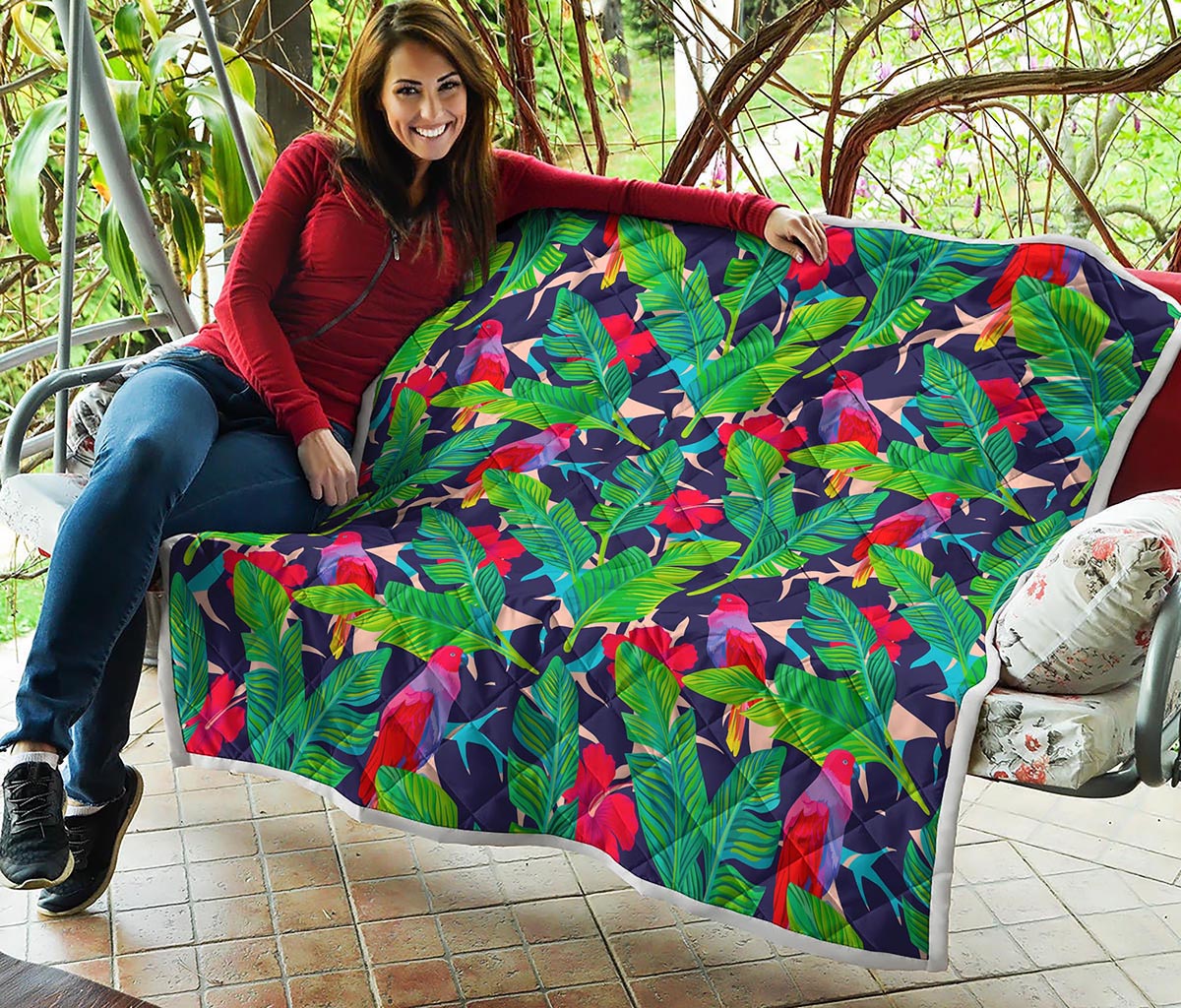 Parrot Banana Leaf Hawaii Pattern Print Quilt
