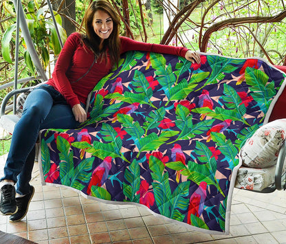 Parrot Banana Leaf Hawaii Pattern Print Quilt