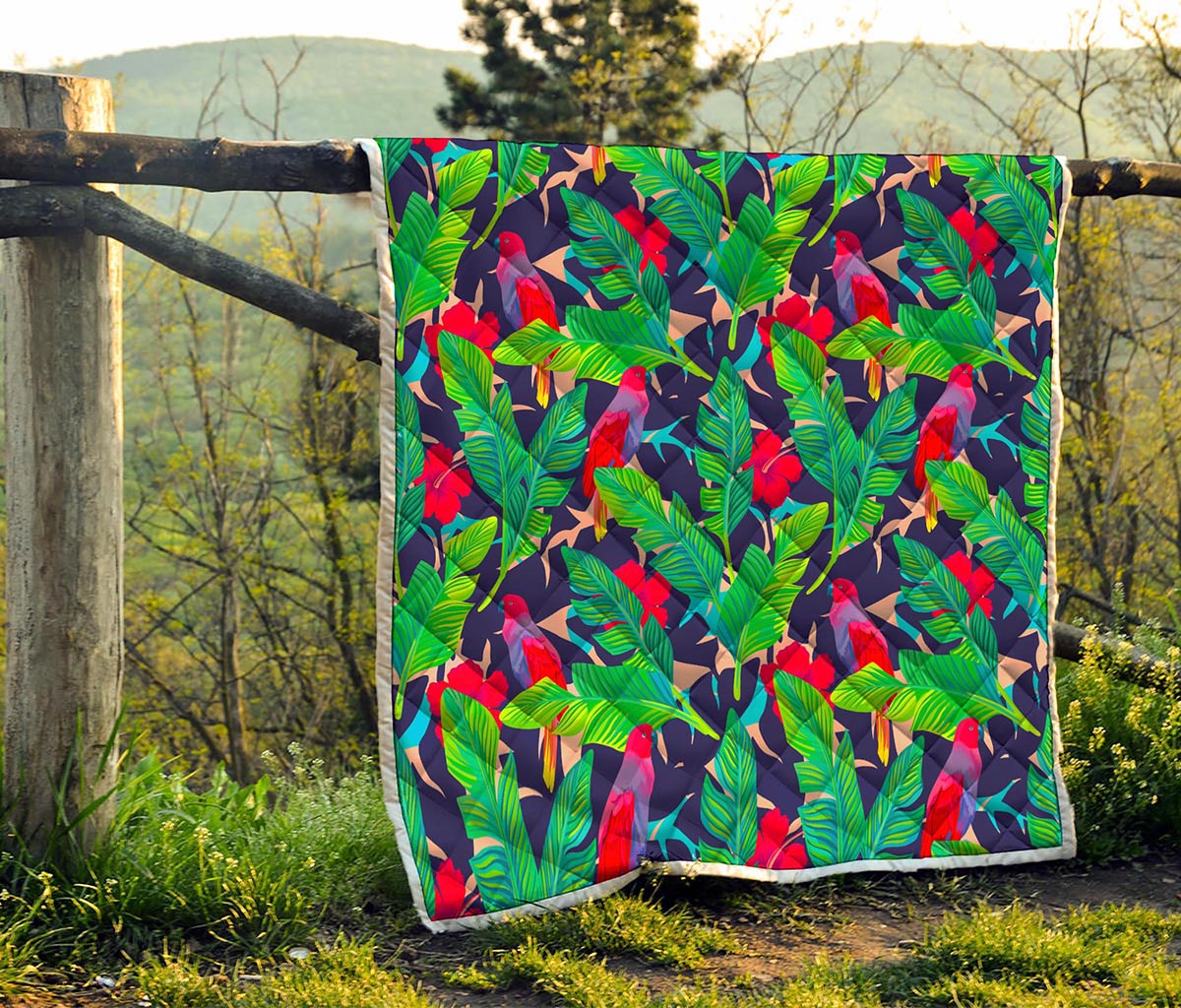 Parrot Banana Leaf Hawaii Pattern Print Quilt