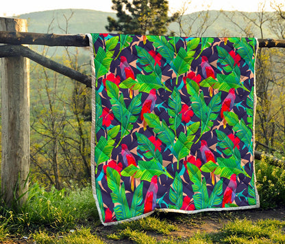 Parrot Banana Leaf Hawaii Pattern Print Quilt