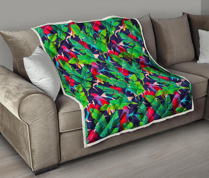 Parrot Banana Leaf Hawaii Pattern Print Quilt