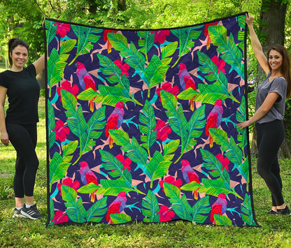 Parrot Banana Leaf Hawaii Pattern Print Quilt