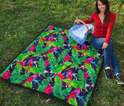 Parrot Banana Leaf Hawaii Pattern Print Quilt