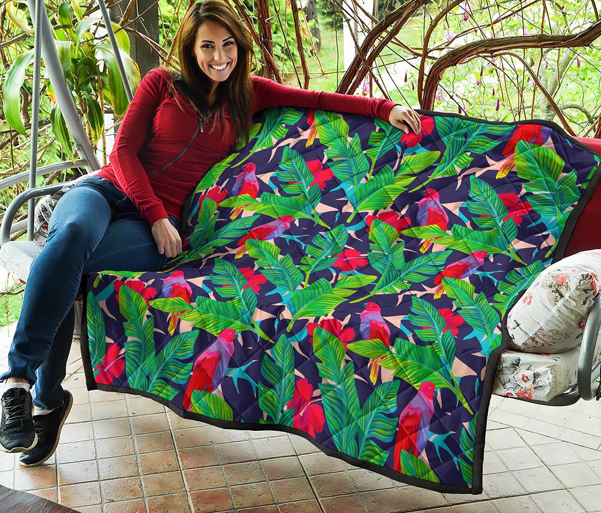 Parrot Banana Leaf Hawaii Pattern Print Quilt