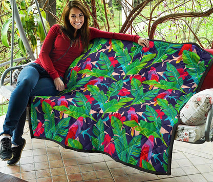 Parrot Banana Leaf Hawaii Pattern Print Quilt