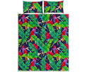 Parrot Banana Leaf Hawaii Pattern Print Quilt Bed Set