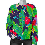Parrot Banana Leaf Hawaii Pattern Print Women's Crewneck Sweatshirt GearFrost