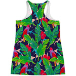 Parrot Banana Leaf Hawaii Pattern Print Women's Racerback Tank Top