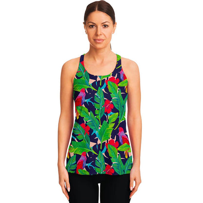 Parrot Banana Leaf Hawaii Pattern Print Women's Racerback Tank Top