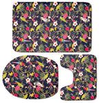 Parrot Toucan Tropical Pattern Print 3 Piece Bath Mat Set