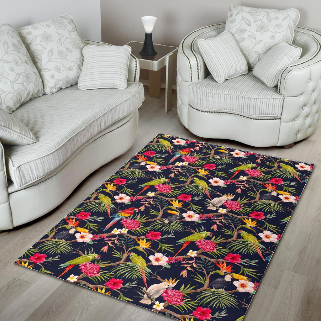 Parrot Toucan Tropical Pattern Print Area Rug GearFrost