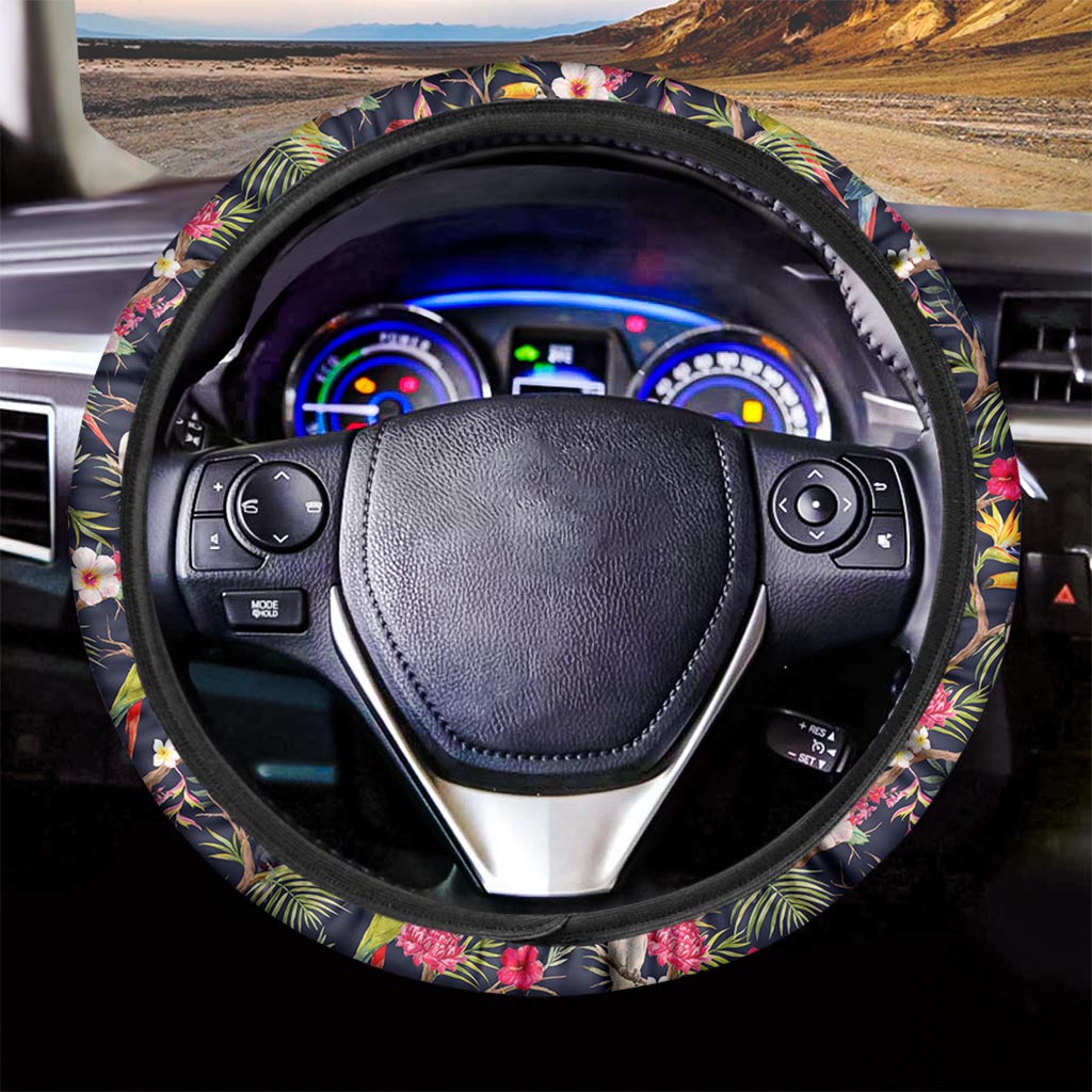 Parrot Toucan Tropical Pattern Print Car Steering Wheel Cover